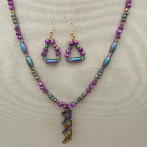 Price Drop! Handmade Spiral Hematite Necklaces Earrings Gold Filled - Picture 1 of 2